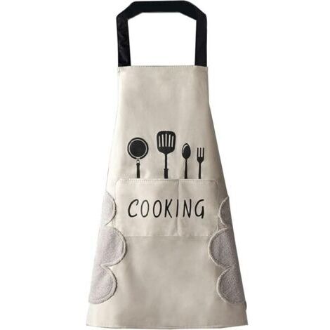 Tablier de cuisine pour femme avec poches pour essuyer les mains, grande poche, essuyage à la main, imperméable pour la cuisine et la pâtisserie