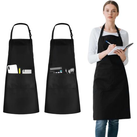 Tablier de cuisine pour homme et femme - 80 cm x 70 cm - Tablier de barbecue - Tablier de serveur - Tablier noir - Pour la pâtisserie, le barbecue, le coiffeur