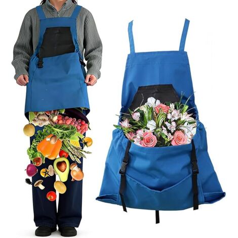 Tablier de jardinage avec poche à fermeture rapide Ajustable Tablier Croisé dans le Dos Imperméable avec Poches Amovibles pour Homme et Femme pour Jardinage Récolte Désherbage Peinture