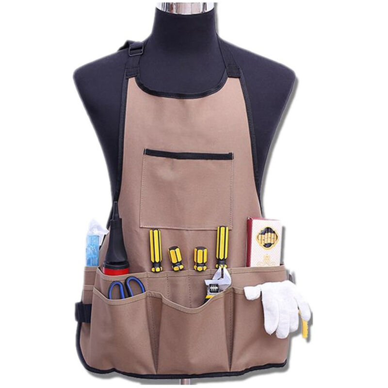 Tablier de jardinage pour femme Tablier de jardinage avec 14 poches 600D Oxford Tablier de travail Tablier de protection réglable pour outils de