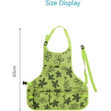 Tablier de jardinage pour femme Ulisem avec outils (gants), tissu Oxford 600D, imperméable avec 14 poches pour peintre, chef, coiffeur, vert