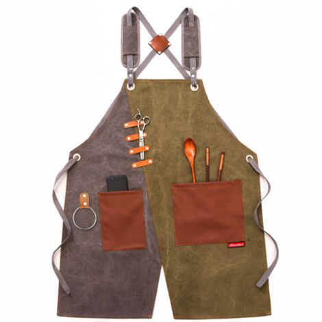 Tablier de jardinage tablier en jean salopette taille tablier unisexe (bandoulière gris vert