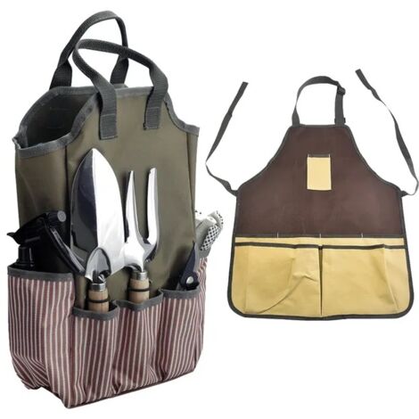 Tablier de Jardinier, 55x45cm, Sac à Outils de Jardinage, 38x25x9cm, avec 8 Poches, Portable Sac Fourre-Tout de Jardin(Aucun Outil)