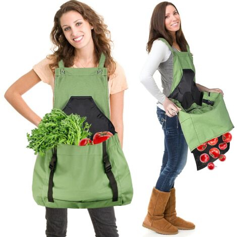 tablier De Rcolte (vert), Sac En Toile Pour La Cueillette Des Fruits - Tablier De Rcolte Ajustable Et De Grande Capacit Avec Ouverture Infrieure E