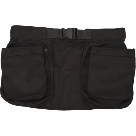 Tablier de service avec boucle plastique et poches multiples pour hommes et femmes - Noir
