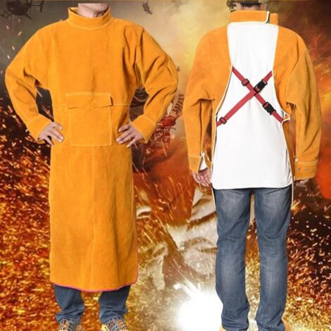 Tablier de soudage/blouse de protection en cuir de vachette pour soudeurs et forgerons, vêtement de travail Mengxi