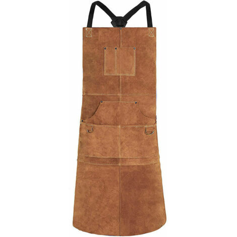 Tablier de soudage en cuir pour homme, tablier de travail résistant à la chal, tablier en cuir de vache très résistant, parfait pour forgeron, bricolage, soud, charpentier 1 pièce