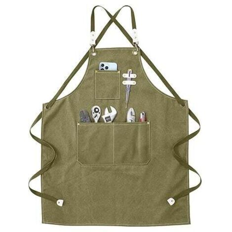 Tablier de soudage - Tablier de travail avec poches, sangle croisée réglable dans le dos pour hommes et femmes, parfait pour le jardin et la cuisine