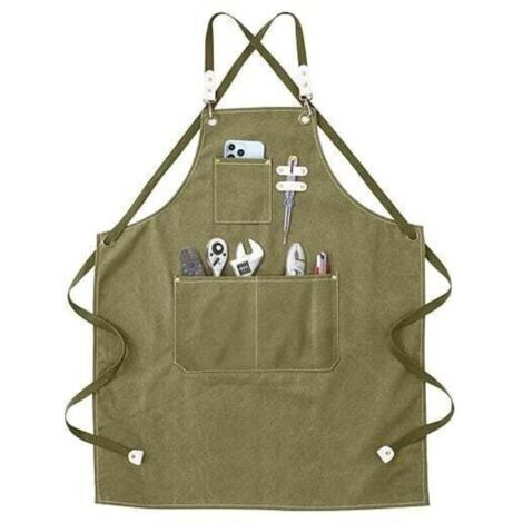 Tablier de soudage - Tablier de travail avec poches, sangle croisée réglable dans le dos pour hommes et femmes, parfait pour le jardin et la cuisine