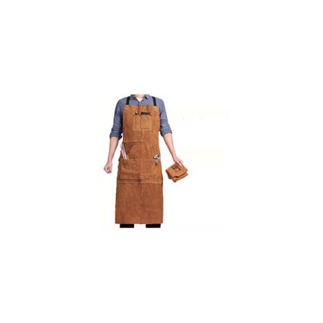 Tablier de Soudeur avec 6 Poches, Tablier de Travail en Cuir Anti-Chaleur Ignifuge, Tablier de Menuisier pour Homme Réglable de M à XXXL, Parfait pour Forgeron, Mecanicien, Atelier NPTERBL,TRIMEC