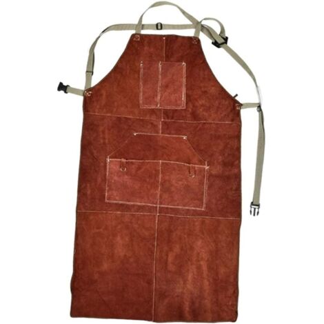 Tablier De Soudeur - Cuir De Vachette Épaissi 2.2 mm - Résistant À La Chaleur Et Aux Étincelles - Pour Atelier, Soudure, Bois, Cuisine - 1 Pièce