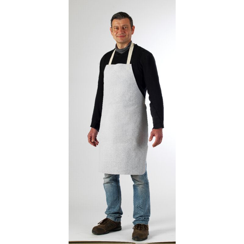 Tablier cuir soudeur blanc, croûte vachette, 90x60 cm s - 90x60 cm