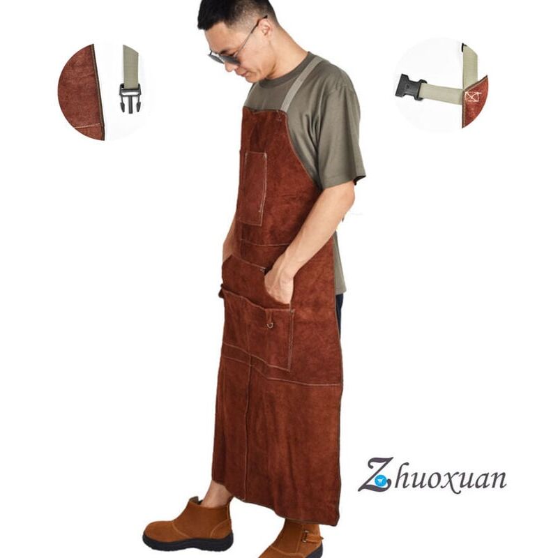 Tablier de Soudeur Professionnel en Cuir Cuir de vachette épaissi résistant à l'usure soudure isolation thermique anti-brûlure ignifuge