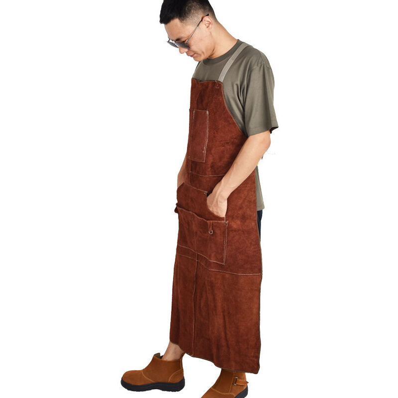 Start - Tablier de Soudeur Professionnel en Cuir pour Homme avec 6 Poches. Tablier de Soudure Durable de Travail anti-flamme et Protection pour