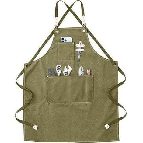 Tablier de Soudure-Tablier de Travail avec Poches, Sangle Croisée Réglable au dos pour Hommes et Femmes, Parfait pour le Jardin, la Cuisine
