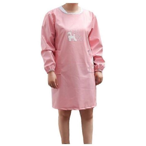 Tablier de toilettage pour animaux en cuir PU à manches longues, imperméable, ajustable et antistatique, avec 2 poches, idéal pour les tâches ménagères, les animaleries, la cuisine, la vaisselle et le