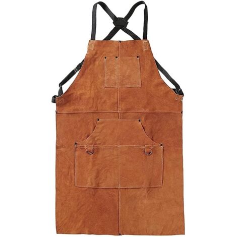 Tablier de travail du bois en toile cirée, Tablier d'atelier en cuir avec outils résistant et aux flammes, réglable M à XXL pour hommes et femmes