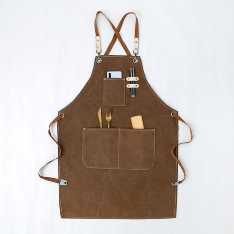 Tablier de travail multifonctionnel de haute qualité avec poches, idéal pour les coiffeurs, peintres, jardiniers et coiffeurs. Coloris kaki.
