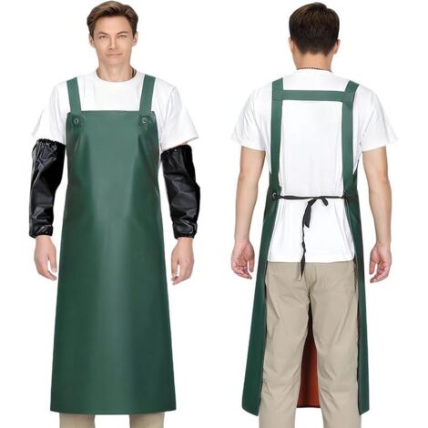Tablier de travail résistant à l'huile, tablier de boucher imperméable, tablier de boucher avec protège-bras, tablier en PVC résistant à l'huile, adapté à la vaisselle