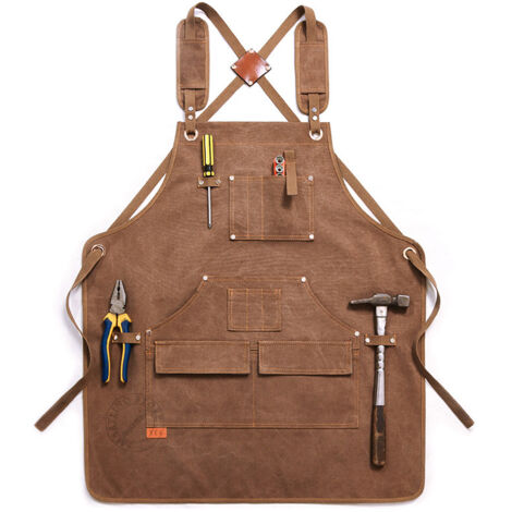 Tablier de travail unisexe avec poche pour outils multifonctions, pour soudage, travail du bois, peinture, BBQ, toile épaisse
