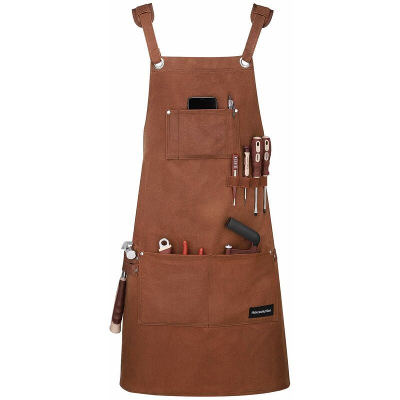 Tablier d'Outils, Tablier de Travail Résistant à l'huile Imperméable Multifonctionnel de Toile Cirée Résistante avec des Poches d'Outil pour la