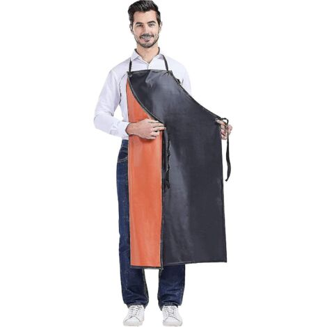 Tablier en caoutchouc résistant à l'huile, tablier de travail de protection, tablier imperméable en PVC (noir)