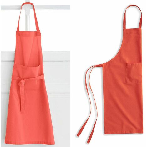 Tablier en coton pour adulte 79x104 cm - Corail
