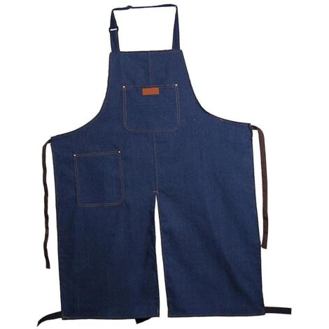 Tablier en denim fendu à jambes fines pour poterie, avec bretelle de cou ajustable pour artiste