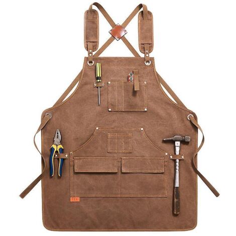 tablier En Toile De Coton - Jaune (adulte 73cm) Avec Sangle Rglable Et Poches Multiples Pour Chef, Artiste, Boulanger, Barista, Barman, Tablier De