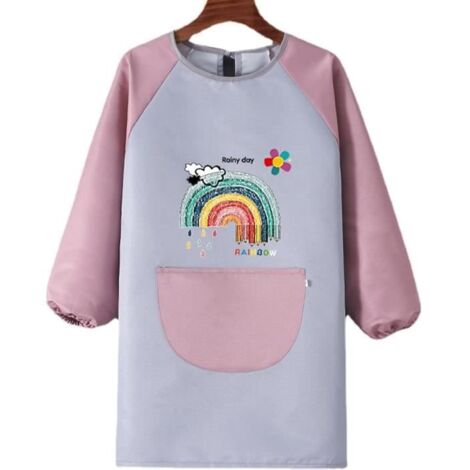 Tablier Enfant - Blouse Peinture 8-12 Ans - Imperméable - Manches Longues - Poignets Élastiques