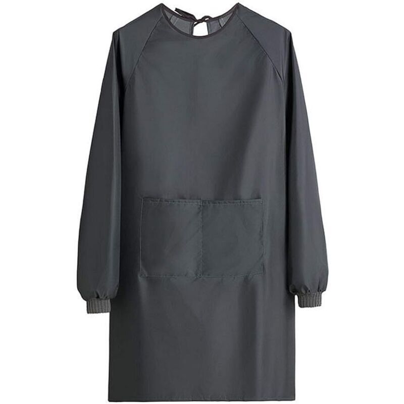 Tablier Femme Ménage Impérmeable Blouse Travail Femme avec Poches Tablier à Manches Longues pour Maison Jardin