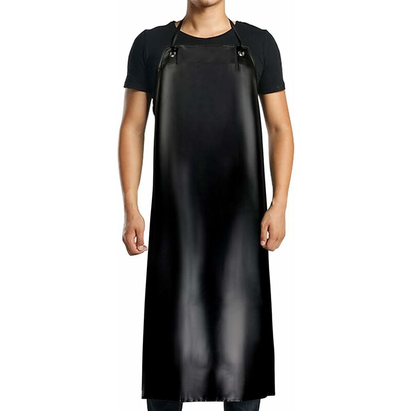 Linghhang - Tablier imperméable en PVC-120x90cm, noir, pour hommes et femmes, imperméable à l'eau et à l'huile, adapté au nettoyage, aux travaux de