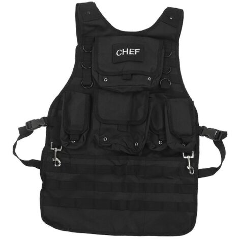 Tablier Molle en toile pour barbecue, chef cuisinier, tablier d'outils de camping et d'extérieur avec poches de rangement