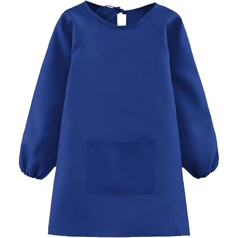 Tablier Peinture Enfant 7-12 Ans, Blouse Imperméable avec Manches Longues et Grande Poche, Tablier Enfant Réglable pour École, Peinture, Cuisine,