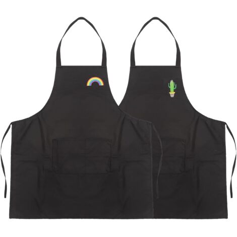 Tabliers de cuisine ajustables à motifs de dessins animés, lot de 2, noirs