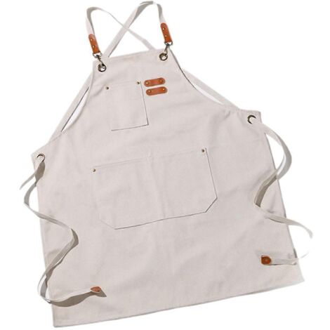Tabliers en toile tendance pour la maison, la cuisine et le jardinage, vêtements de travail, crème et blanc