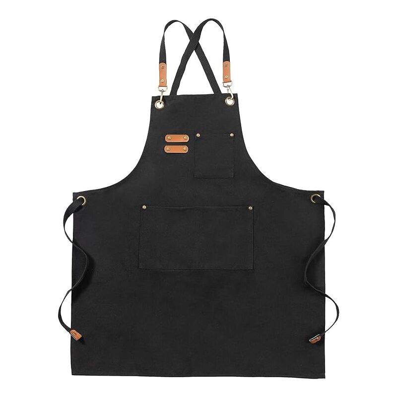 Tabliers Toile, Tabliers de Travail pour Hommes Femmes, Tabliers de Chef avec Sangle Réglable et 3 Poches, Tablier pour Serveurs Cuisine Cuisson
