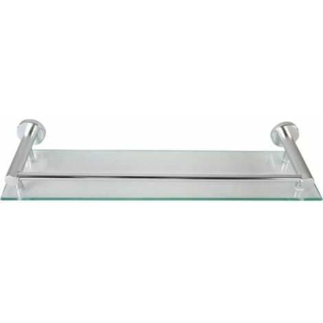 Tablte pour Salle Bain - Murale, en Trempé Aluminium Verre, Largeur 40 cm, Matériel Mone Inclus, Argenté - Éère pour Salle Bain
