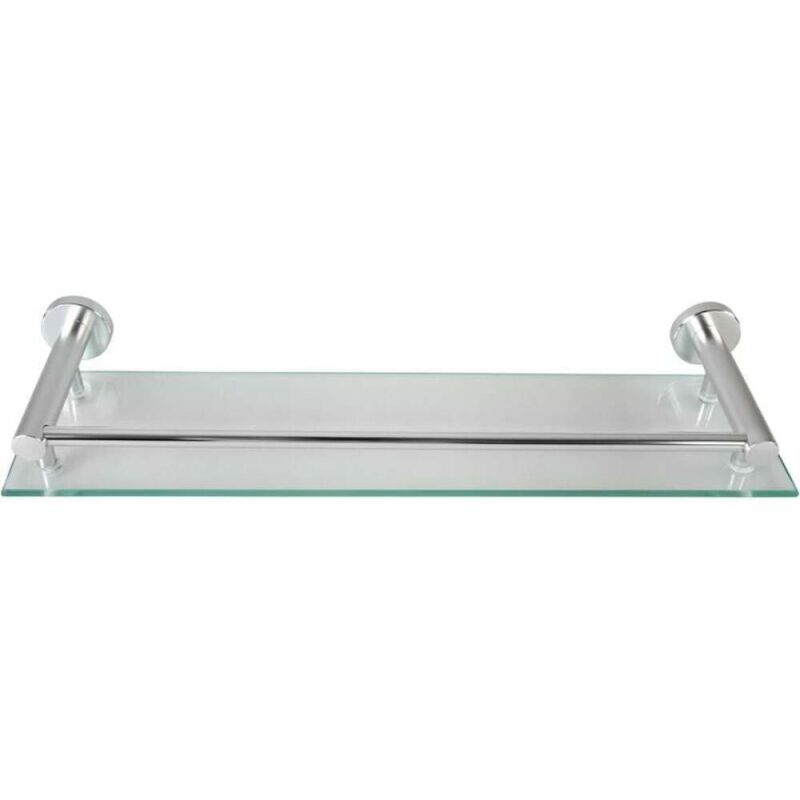 Tablte pour Salle Bain - Murale, en Verre Trempé Aluminium, Largeur 40 cm, Matériel Mone Inclus, Argenté - Éère pour Salle Bain