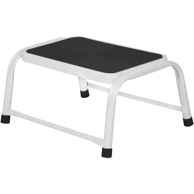 Wellhome - Tabouret 1 marche en métal Well Home avec structure fixe en noir et blanc