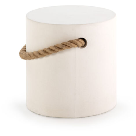 Tabouret 40X40X40 avec corde/poignée en ciment blanc