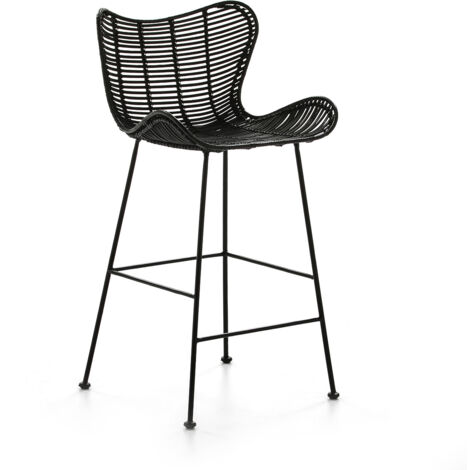 Tabouret 48x46x95 Métal noir/Osier noir