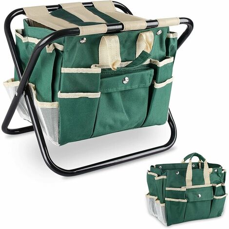 Tabouret à outils de Jardin, Tabouret Porte-Outils de Jardinage Pliant avec Sac de Rangement Amovible, Cadeaux de Jardin pour Femmes, Parents, Jardiniers, 403034CM (Sans Outils)，
