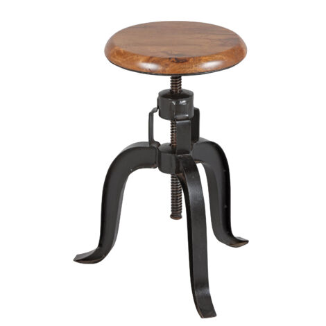 Tabouret à vis en bois et métal - ATELIER METAL