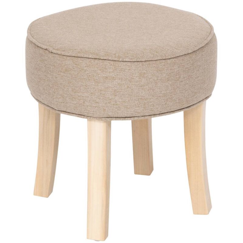 Tabouret D'appoint Adriel En Velours Beige Atmosphera