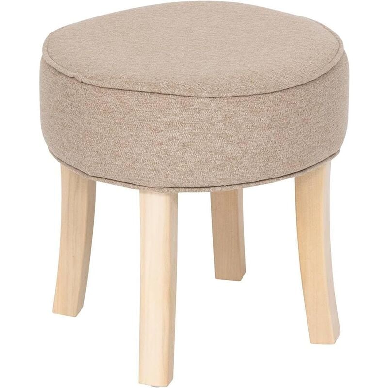Tabouret D'appoint Adriel En Velours Beige Atmosphera