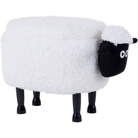 Tabouret Animal Pouf Ottoman pour Enfant avec Coffre en Forme de Mouton Blanc Sheep