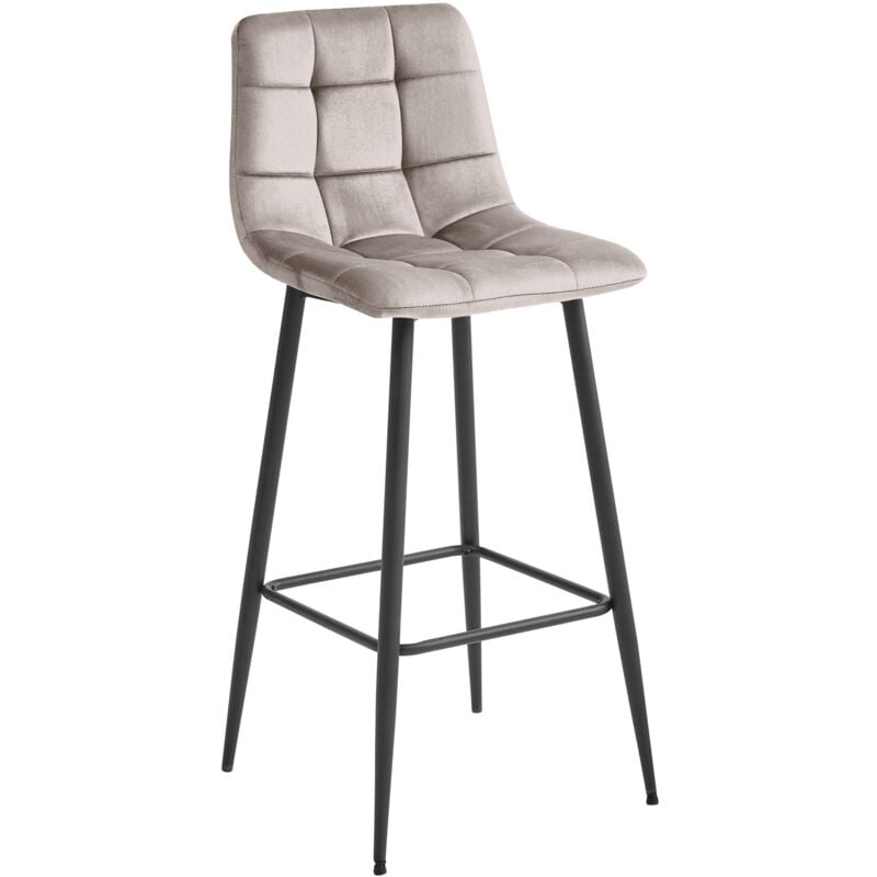 Tabouret ARCETO - velours beige foncé / pieds noirs x 1