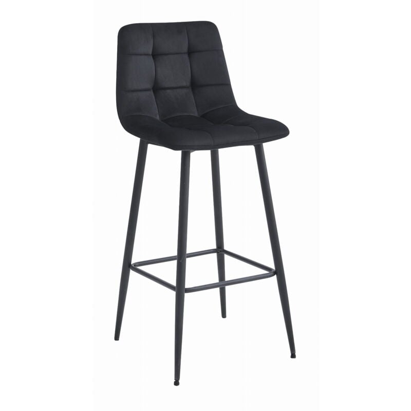Tabouret ARCETO - velours noir / pieds noirs x 1