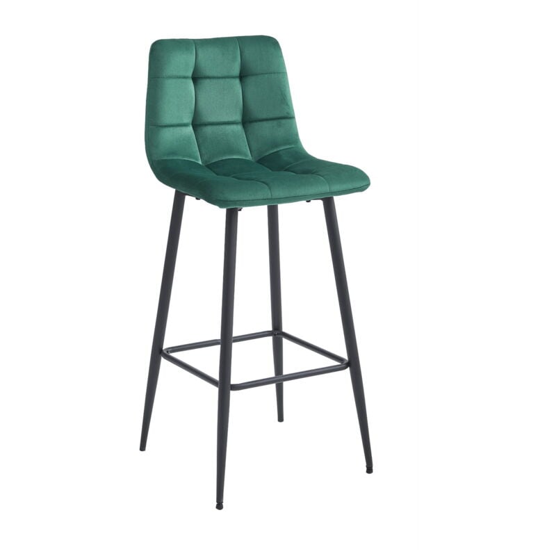 Tabouret ARCETO - velours vert foncé / pieds noirs x 1